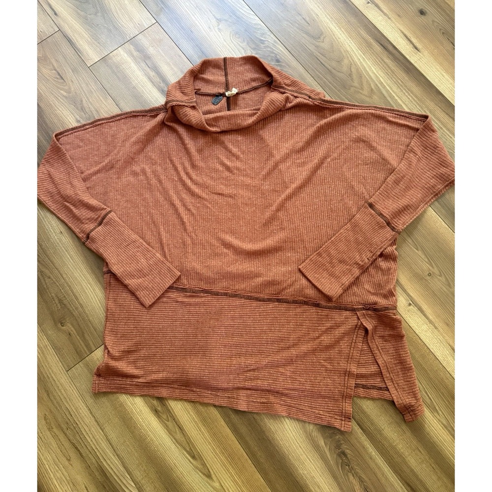We‎ The Free People P+S+ Orange Rust Oversized Shirt Ribbed